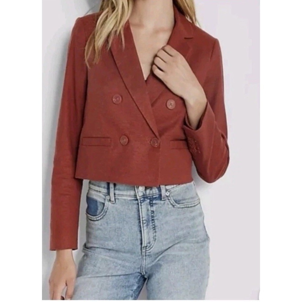 Express Cropped double-breasted blazer Size XS Dust Red New Without Tag